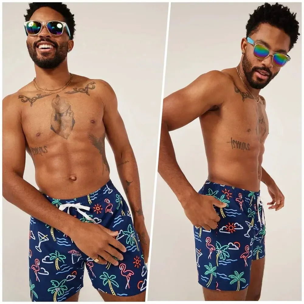 Chubbies | Men | The Neon Lights Beach Pool Party Lined Swim Trunks | Large